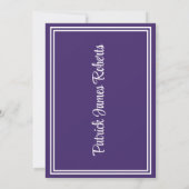 Invitation Casquette & Diplôme 5x7 Purple & Blanc Graduation (Dos)
