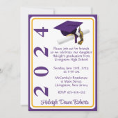 Invitation Casquette & Diplôme 5x7 Purple & Gold Graduation (Devant)