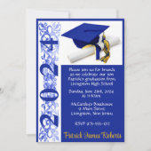 Invitation Casquette & Diplôme 5x7 Royal Blue & Gold Graduati (Devant)
