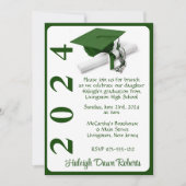 Invitation Casquette & Diplôme 5x7 Vert & Blanc Graduation (Devant)
