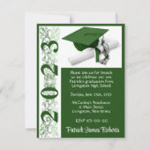 Invitation Casquette & Diplôme, Arrière - plan vert (Devant)