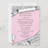 Invitation Casquette diplômé Bachelorette Party Pink Silver (Devant)