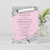 Invitation Casquette diplômé Bachelorette Party Pink Silver (Debout devant)