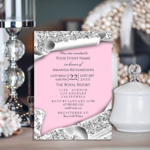 Invitation Casquette diplômé Bachelorette Party Pink Silver