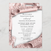 Invitation Casquette diplômé Bachelorette Rose blanche rose r (Devant / Derrière)