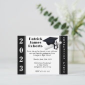 Invitation Casquette & Diplôme, Black & White Graduation Invi (Debout devant)