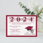 Invitation Casquette & Diplôme, Blanc & Cardinal Red Graduati (Debout devant)