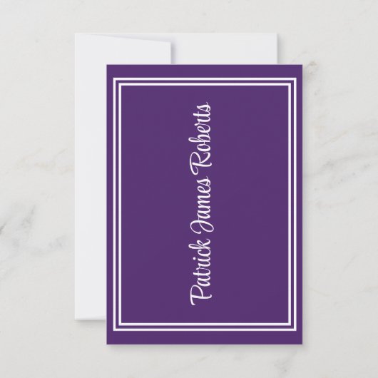 Invitation Casquette & Diplôme, blanc & violet (Dos)