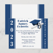 Invitation Casquette & Diplôme, Bleu foncé (Devant / Derrière)