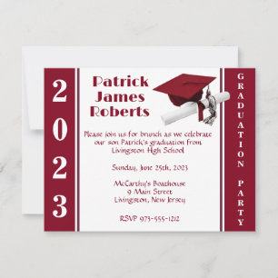 Invitation Casquette & Diplôme, Cardinal Red Graduation