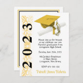 Invitation Casquette & Diplôme, Gold & Black Graduation (Devant / Derrière)