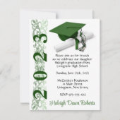 Invitation Casquette & Diplôme, Green & White Graduation (Devant)
