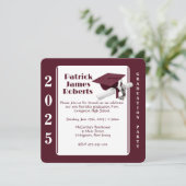 Invitation Casquette & Diplôme, Maroon & White Roundé Graduat (Debout devant)