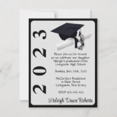 Invitation Casquette & Diplôme, Noir & Argent (Devant)