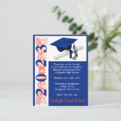 Invitation Casquette & Diplôme, Orange & Bleu (Debout devant)