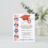 Invitation Casquette & Diplôme, Orange & Bleu (Debout devant)