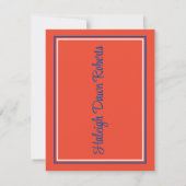 Invitation Casquette & Diplôme, Orange & Bleu (Dos)