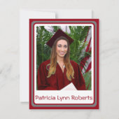 Invitation Casquette & Diplôme photo, Red & Grey Graduation (Dos)