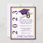 Invitation Casquette & Diplôme, Purple & Gold Graduation (Devant)