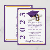Invitation Casquette & Diplôme, Purple & Gold Graduation (Devant / Derrière)