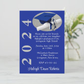 Invitation Casquette & Diplôme Royal Bleu Brossé Silver Gradu (Debout devant)