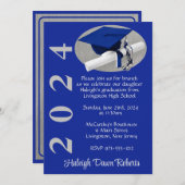 Invitation Casquette & Diplôme Royal Bleu Brossé Silver Gradu (Devant / Derrière)