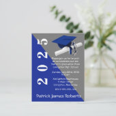 Invitation Casquette & Diplôme, Royal Blue & Grey Graduation (Debout devant)