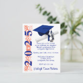 Invitation Casquette & Diplôme, Royal Blue & Orange Graduatio (Debout devant)