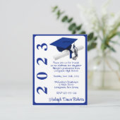 Invitation Casquette & Diplôme, Royal Blue & White Graduation (Debout devant)