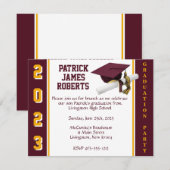 Invitation Casquette & Diplôme Varsity Maroon & Gold Graduati (Devant / Derrière)