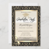 Invitation Casquette diplômé, Verre à vin Gold Mandala Gradua (Devant)