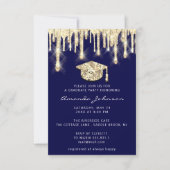 Invitation Casquette d'or 3D Glam Blue Navy Invitati (Devant)