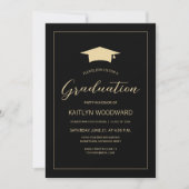 Invitation casquette d'or noir 2025 Parti de graduation moder (Devant)