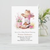 Invitation Casquette et Boots Wild West Baby shower d'aquarel (Debout devant)