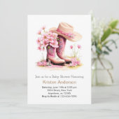 Invitation Casquette et bottes Baby shower occidental (Debout devant)