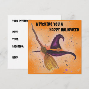 Invitation Casquette et chambre de la sorcière d'Halloween