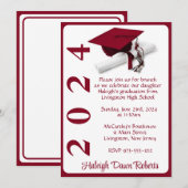 Invitation Casquette et diplôme 5x7 Cardinal Red Graduation (Devant / Derrière)