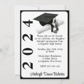 Invitation Casquette et diplôme 5x7 noir et blanc (Devant)