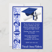 Invitation Casquette et diplôme 5x7 Royal Blue & White Gradua (Devant)