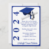 Invitation Casquette et diplôme 5x7 Royal Blue & White Gradua (Devant)