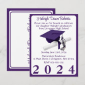 Invitation Casquette et diplôme Purple & White Graduation Par (Devant / Derrière)