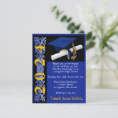Invitation Casquette et diplôme, Royal Blue/Black/Gold Gradua (Debout devant)
