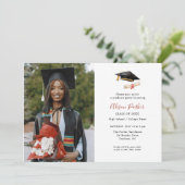 Invitation Casquette et diplôme simple Photo (Debout devant)