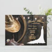 Invitation Casquette et Fête des mariées de bois de barnwood (Debout devant)