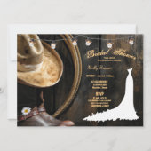 Invitation Casquette et Fête des mariées de bois de barnwood (Devant)