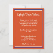 Invitation Casquette & Étoiles Orange & Royal Blue Graduation (Dos)