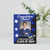 Invitation Casquette & étoiles Royal Blue, White et Black Gra (Debout devant)