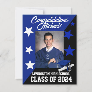 Invitation Casquette & étoiles Royal Blue, White et Black Gra
