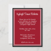 Invitation Casquette & Étoiles Scarlet Red & Black Graduation (Dos)