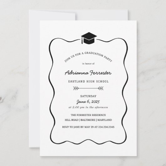 Invitation Casquette fin de cadre | Fête de graduation minima (Devant)